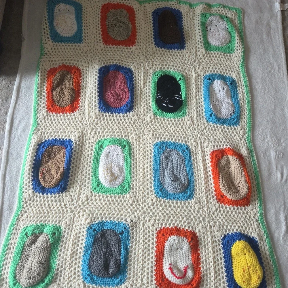 Granny‎ Square Crochet Aphgan Farm Zoo Animal 3D Baby Blanket Buttons